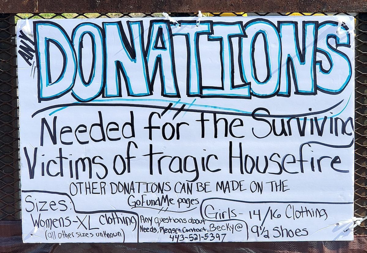 Donations for fire victims